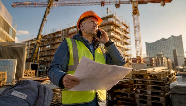 Bauleiter für die Betreuung der Baustelle in Hamburg