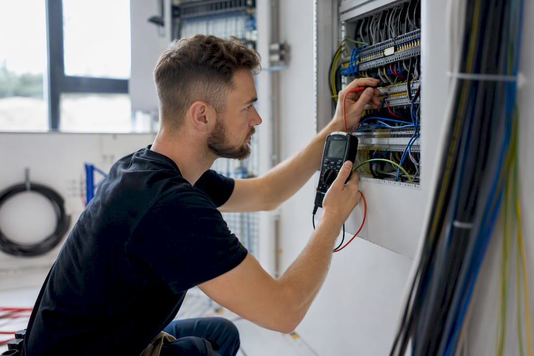 Der Elektroplaner bestimmt die Führung der Kabel anhand der Vorgaben aus dem Raumbuch.