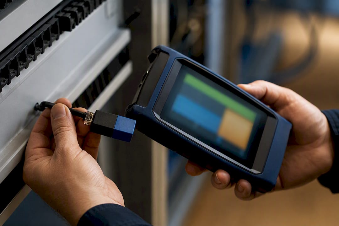 Prüfgerät kontrolliert angeschlossene Netzwerkverbindung