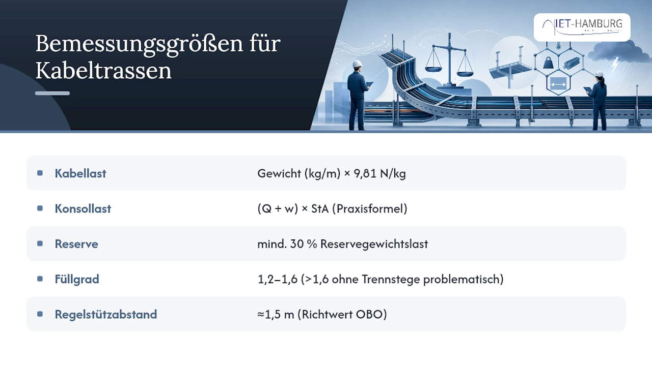 Wichtige Kennzahlen zur Dimensionierung einer Kabeltrasse