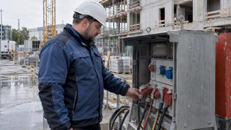 Temporärer Baustromverteiler für einen Neubau in Hamburg